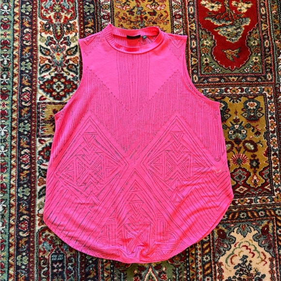 Apt. 9 Tops - Pink sheer design high neck tank top